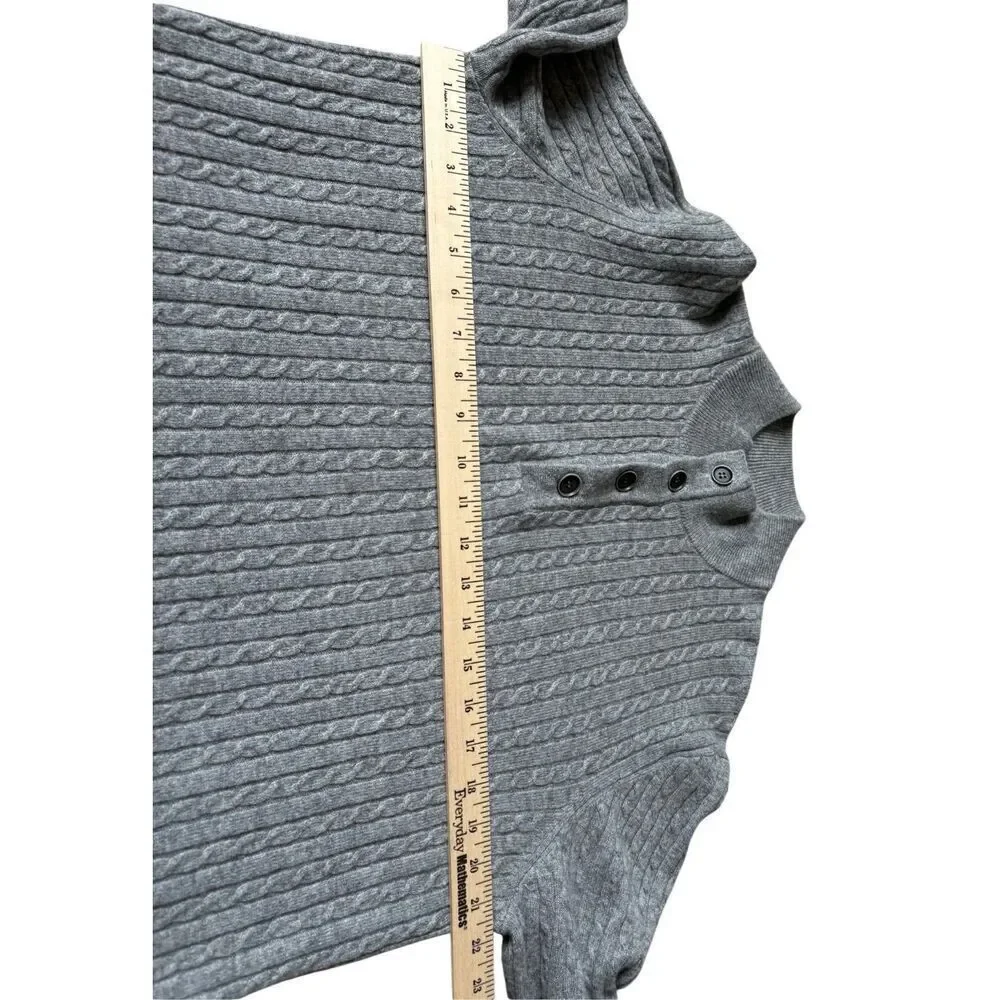 UNTUCKit Cashmere Cable Knit 1/4 Button‎ Pullover Sweater La Frenz medium M Gray